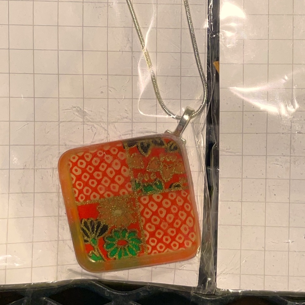 Square acrylic pendant necklace